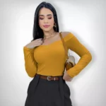 Body Ciganinha Manga Longa Canelado