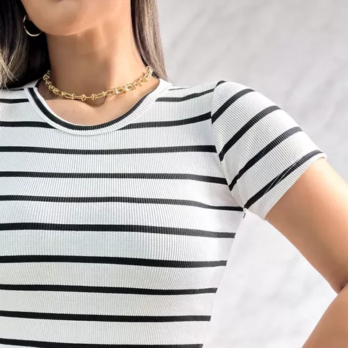 Blusinha de Manga Curta Listrada