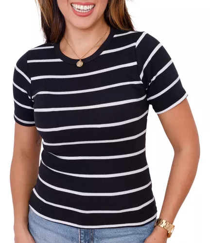 Blusinha de Manga Curta Listrada