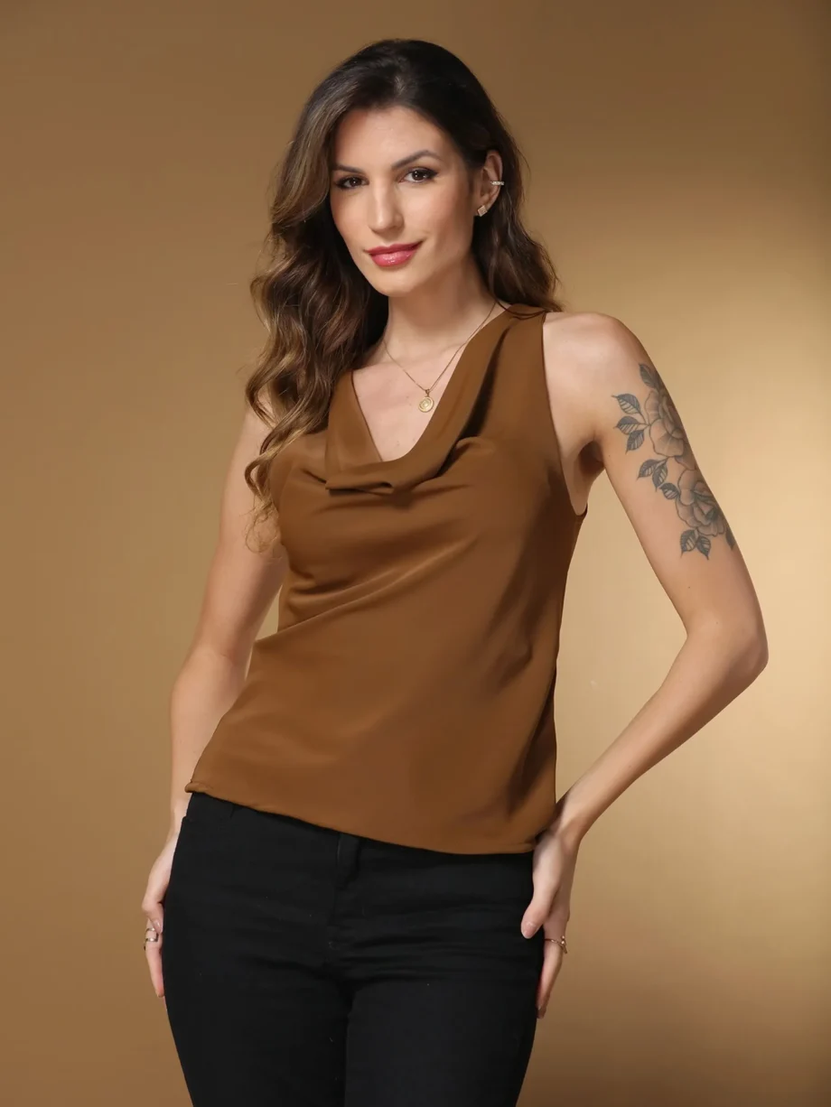 Blusa Regata Gola Boba Elegante