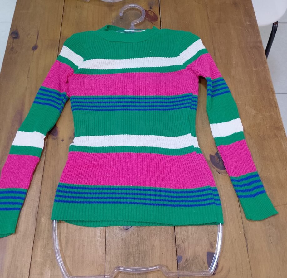 Blusa Cacharrel Gola Alta Garrafinha Tricot Manga Longa