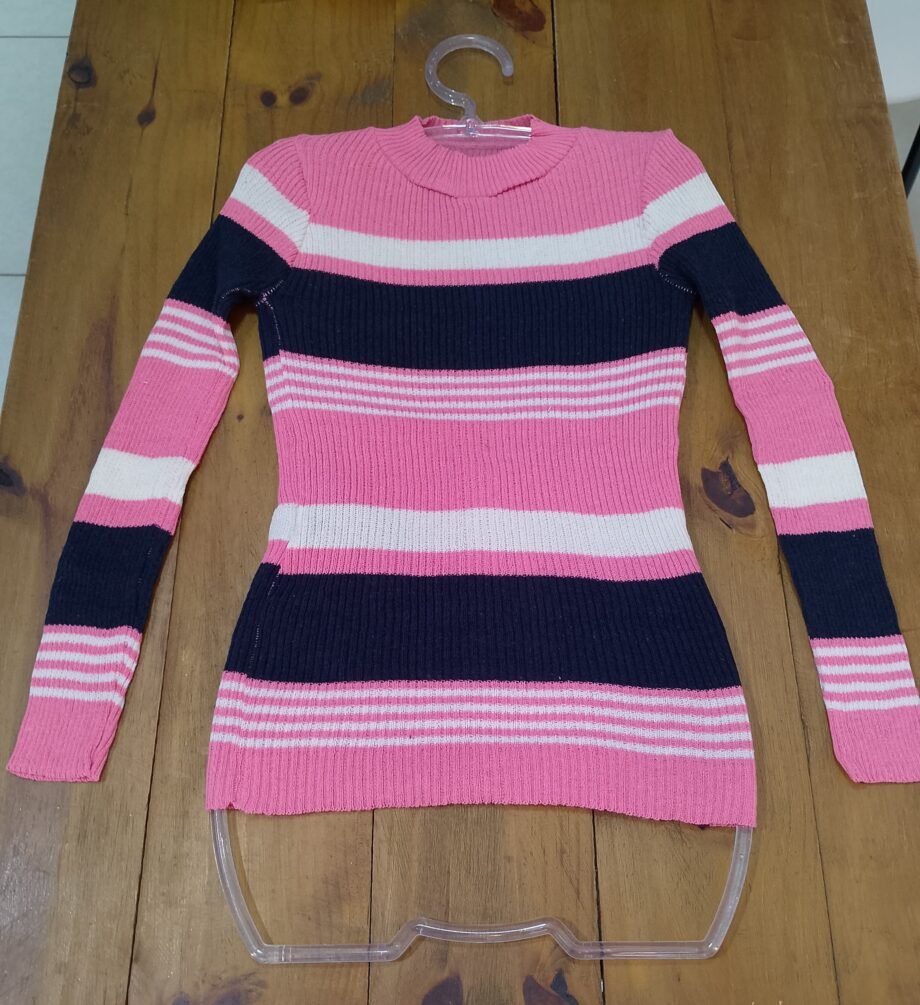 Blusa Cacharrel Gola Alta Garrafinha Tricot Manga Longa