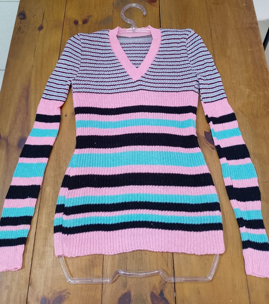 Blusa Cacharrel Gola Alta Garrafinha Tricot Manga Longa
