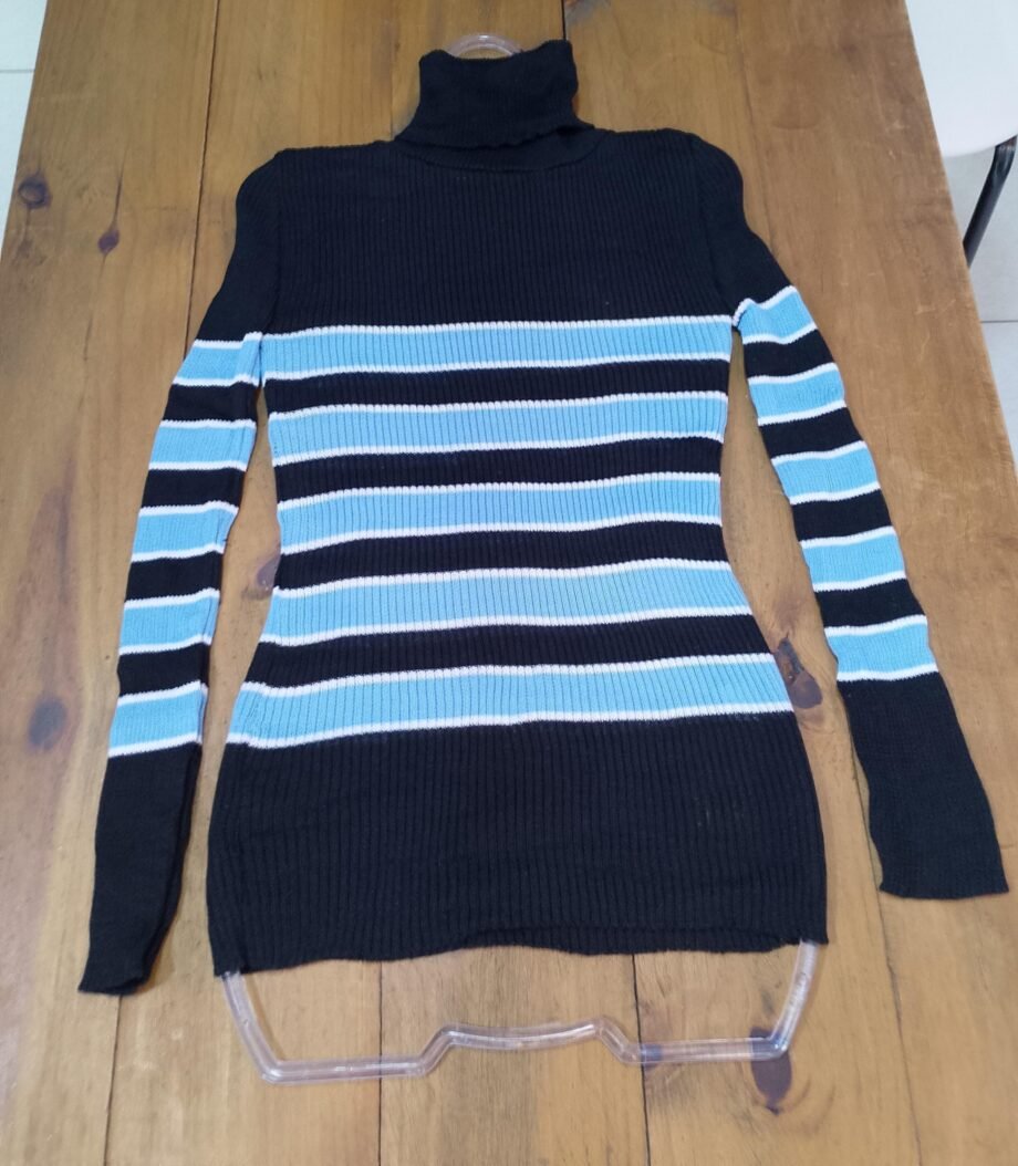 Blusa Cacharrel Gola Alta Garrafinha Tricot Manga Longa