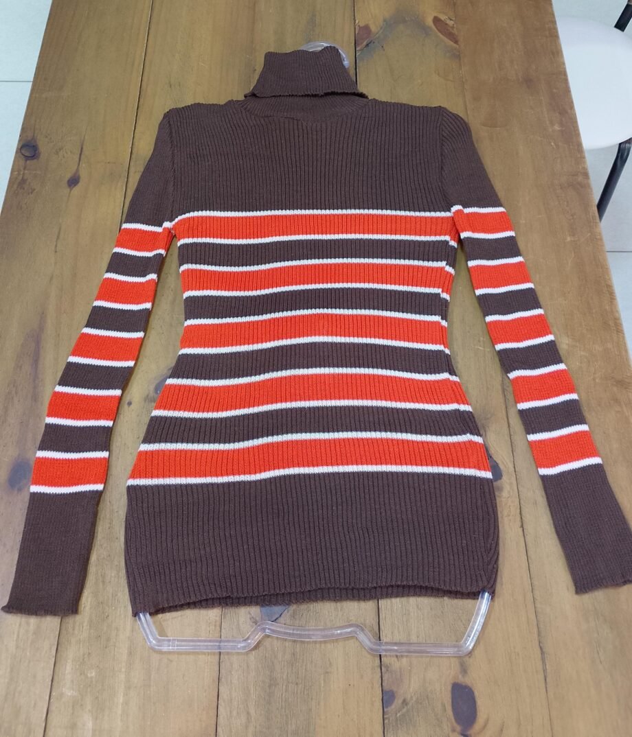 Blusa Cacharrel Gola Alta Garrafinha Tricot Manga Longa
